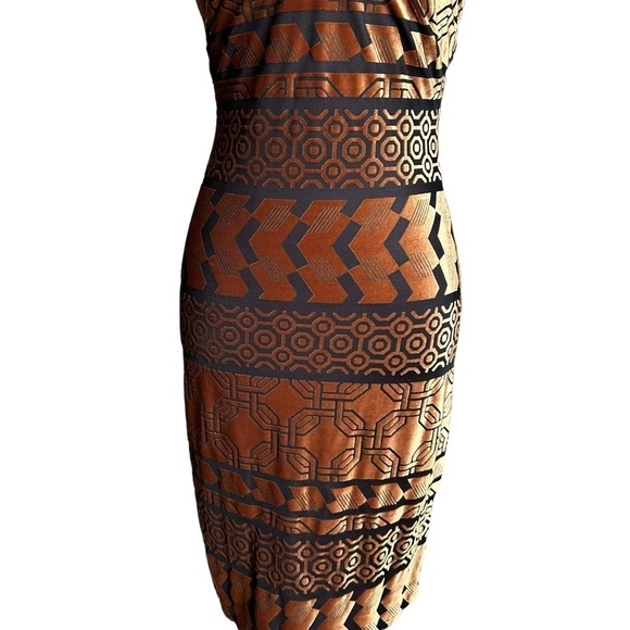 Nicole Miller STUDIO Black/Bronze Burnout Stretch Velvet Slip Dress Size 4 - Picture 6 of 17